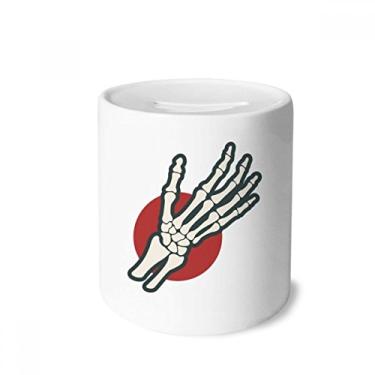 Imagem de DIYthinker Ilustração humana mão osso articulação para dinheiro caixa cerâmica porta-moedas presente de cofrinho