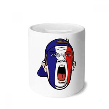 Imagem de DIYthinker Bandeira da França com cabeça de maquiagem facial gritando caixa de dinheiro caixa de cerâmica porta-moedas presente de cofrinho