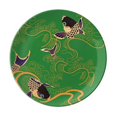 Imagem de PaintingJ Prato de peixe amarelo apanês decorativo de porcelana salver talheres, prato de jantar