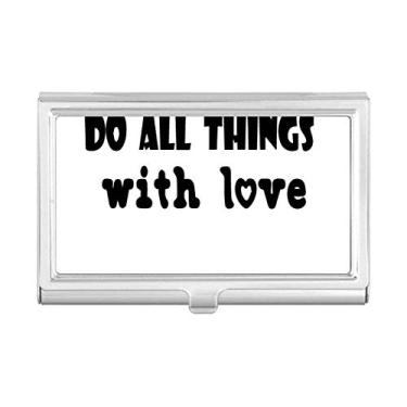 Imagem de Porta-cartões de visita com design de palavras em inglês Things with Love