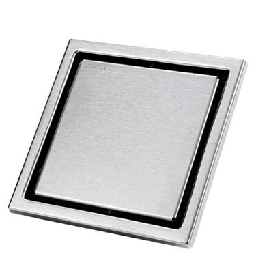 Imagem de Piso ralo para chuveiro quadrado com tampa removível padrão de aço inoxidável Filtro anti-odor espessado invisível Home Hotel Acessórios de banheiro