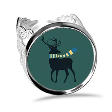 Imagem de DIYthinker Cachecol de alce de Natal com padrão de festival, anel de noivado ajustável