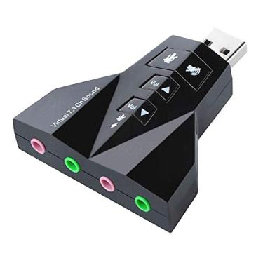 Imagem de Placa Som Externa USB 4 Canais 2 Fones e 2 Microfones com 7.1 Canais