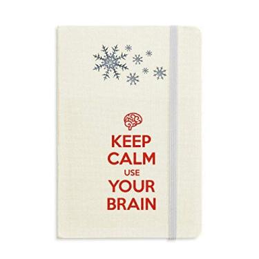 Imagem de Caderno com frases Keep Calm Use Your Brain preto grosso de flocos de neve inverno