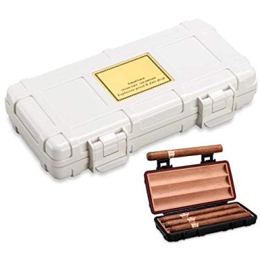 Imagem de Caixa de umidificador portátil de viagem para charuto à prova d'água com forro de madeira de cedro, caixa de armazenamento para umidificador de charutos à prova de poeira – Ótimo presente para homens