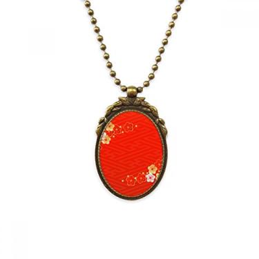 Imagem de DIYthinker Chaveiro com pingente de contas vintage com padrão Sakura vermelho dourado