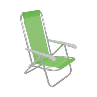 Imagem de Cadeira  Dobravél De Praia 4 Posições Em Aluminio Verde Bel