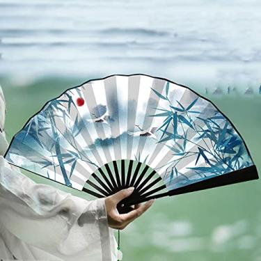 Imagem de XIALON 1 ventilador de 23 cm estilo chinês antigo ventilador dobrável antigo Hanfu ventilador masculino dobrável