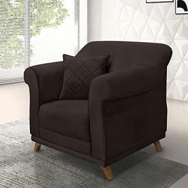 Imagem de Poltrona Estofada Decorativa Sala de Estar Quarto Escritório Leitura (SUEDE CAFÉ)