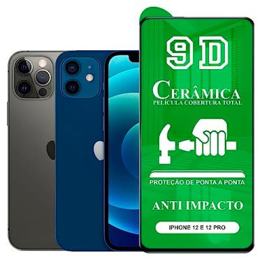 Imagem de Película Compatível com iPhone 12 e 12 Pro - 9D Cerâmica Protetora Resistente Anti Impacto Queda Choque Shock Flexível Nano Gel Compatível 3D 5D 100D