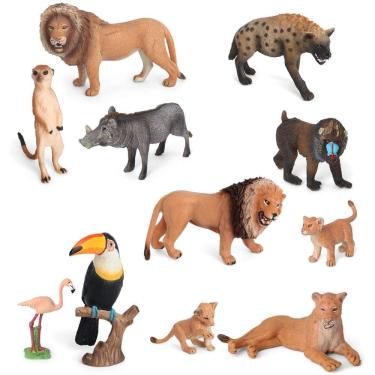 Imagem de Volnau Animal Brinquedos Estatuetas África Animais Figuras Zoo Pack para Crianças Presente de Aniversário de Natal Pré-Escola Educação e Leão Selva Se