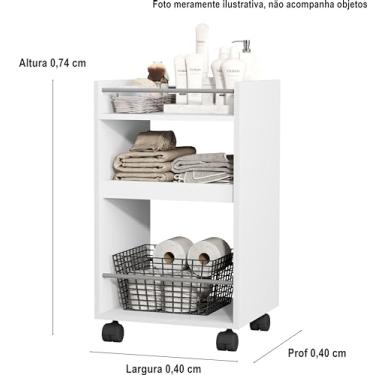 Imagem de Prateleira Organizadora Com Rodizio Amaon Cor Branco - JM Casa dos Moveis