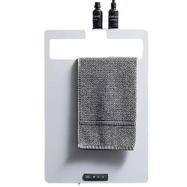 Imagem de Toalheiro elétrico para casa de banho inteligente trilhos de secagem de aquecimento de hotel aquecedor de toalhas de alumínio com temporizador de controle de temperatura, branco, 550 * 360 x 71 mm