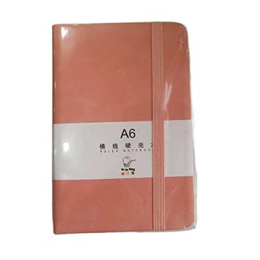 Imagem de BYBYCD Caderno portátil com bolso, bloco de notas, agenda, caderno de esboços, organizador de agenda, memorandos A6/A7, 96 folhas (A6, rosa)