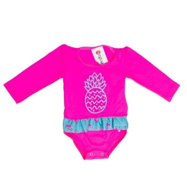 Imagem de Maiô Baby Bebê Nenê 1 Ano Rosa Abacaxi Proteção Solar UV50