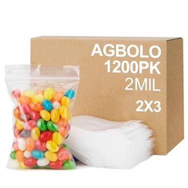 Imagem de AGBOLO 1200 sacos pequenos com zíper de 5 x 7,6 cm, com trava automática, pequenos sacos de plástico premium resseláveis, 2 mm (2 camadas) mini bolsas com zíper ultra fortes e duráveis para joias e