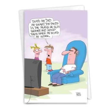 Imagem de NobleWorks Cartão de felicitações histérico do dia dos pais com envelope de 12,7 x 18 cm (1 cartão) calças para papai pai C10951FDG