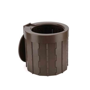 Imagem de JUSHZ Sanita de campismo portátil para adultos sanitários portáteis sacos de exterior balde para casa interior idosos cabeceira dobrável portátil para carros, emergência, viagens ao ar livre (marrom,