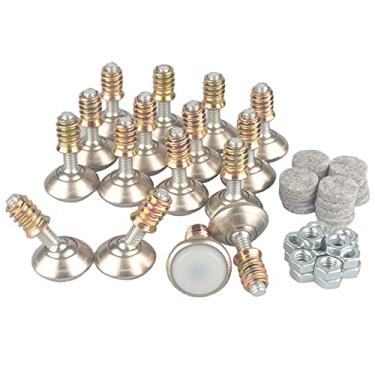 Imagem de HUAYY Niveladores de pés giratórios para móveis, altura de ângulo ajustável (kits de inserção de porca de 1/4-20 --- 16 conjuntos), pernas de nivelamento resistentes para cadeiras de mesa, armários, sofá, com almofadas de feltro autoadesivas de alta densidade