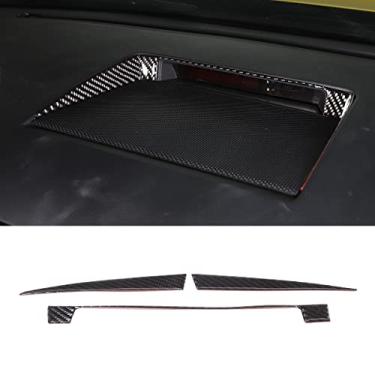 Imagem de HIRUFAIT Acabamento de adesivo de moldura de buzina de painel para Toyota Tundra 2007-2013 acessórios de consoles centrais, capa decorativa de interior automotivo de fibra de carbono real