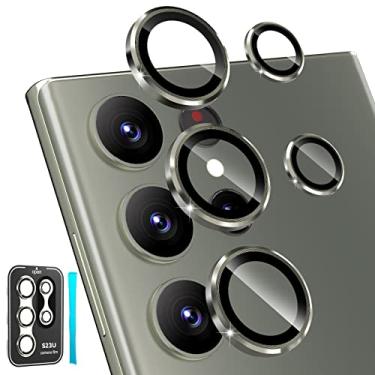 Imagem de imluckies Protetor de lente de câmera Samsung Galaxy S23 Ultra, anti-arranhões, vidro temperado de liga de alumínio, [3+2] capa de anel de filme protetor de câmera de tela traseira HD, para S23u 5G 2023 (verde)