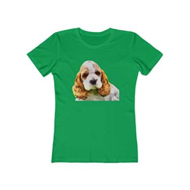 Imagem de Camiseta feminina de algodão torcido Cocker Spaniel 'Hogan' da Doggylips, Verde Kelly liso, XXG