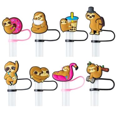 Imagem de 8 peças de capa de silicone de preguiça para copo Stanley com alça, capas de canudo de silicone de 10 mm para Stanley 1,134 g e acessórios de copo de 850 g