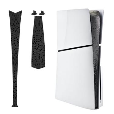 Imagem de Luck&Link Adesivo Skin para PS5 Slim Console Center Part Protection Texture Sticker, para PS5 Silm Digital Edition e Disc Edition Host Middle Strip Texture Skin Scratch (Honeycomb-Black)