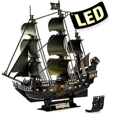 Imagem de CubicFun Puzzle 3D LED vingança da rainha Ana casacos para construir adultos, grandes casacos de barco pirata com detalhes interiores, lembrança presente para crianças e adultos, 293 peças