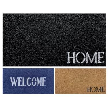 Imagem de Capacho de Porta 40x75cm Entrada Vinil Antiderrapante Grosso Decoração Residencial (Home Preto e Branco)