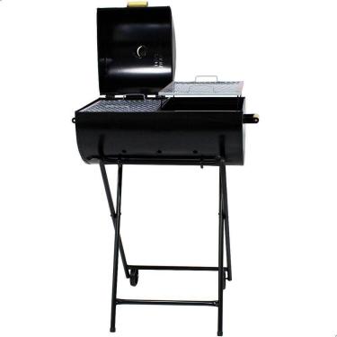 Imagem de Churrasqueira Meia Bafo Grande Com Carrinho E 2 Grelhas Preto