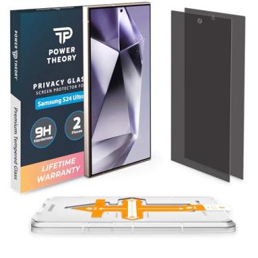 Imagem de Power Theory Compatível com Samsung Galaxy S24 Ultra Privacy Protetor de Tela Vidro Temperado [Rigidez Ultra 9H], Pacote com 2, Antiespião, Kit de Instalação Fácil, 99% HD Livre de Bolhas, Compatível