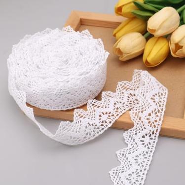 Imagem de IDONGCAI Fita de renda de crochê de renda de algodão triângulo multicolorida para decoração de artesanato de costura 3,6 cm x 10 jardas (branca)