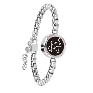 Imagem de INOWL Pulseiras de toque de longa distância, pulseiras para casais, pulseiras inteligentes para casais, joias, constelações de gêmeos, prata, adjustable, Aço inoxidável, Zircônia cúbica