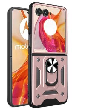 Imagem de Kukoufey Capa compatível com Motorola Razr 2024, compatível com Motorola Razr Gen 4, com capa de lente de câmera deslizante compatível com Motorola Razr 50 capa rosa