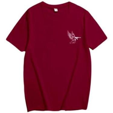 Imagem de Camiseta Streetwear Masculina Anjo Com AK47 Unissex Em Algodão-Masculino