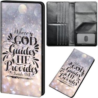 Imagem de Qindaiwen Carteira feminina ultrafina de couro PU com bloqueio de RFID, porta-cartões de crédito, dobrável, longa, para mulheres, cavalo, Bíblia com glitter