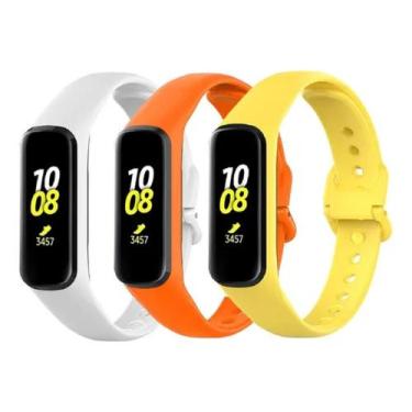 Imagem de 3 Pulseiras De Silicone Galaxy Fit 2 R220  - Branco / Laranja / Amarel