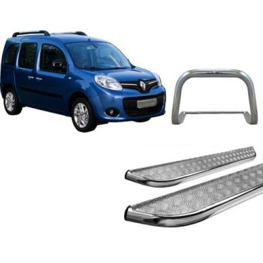 Imagem de Kit Quebra Mato Estribo Chapa Kangoo Cromado - HOZZ