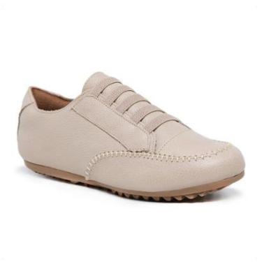 Imagem de Sapatênis Feminino Couro Confort Sem Cadarço Com Elástico-Feminino