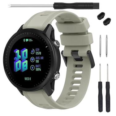 Imagem de TopPerfekt Pulseira para relógio Garmin Forerunner 955 – pulseira de substituição de silicone macio compatível com relógio inteligente 955 para mulheres e homens, cinza