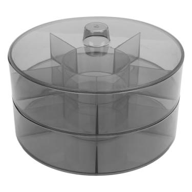 Imagem de Bandeja de Servir Dividida Giratória, Bandeja de Servir Giratória, Bandeja de Servir Com Design Giratório, Recipiente de Caixa de Lanche Transparente de Plástico de Grande (Cinza