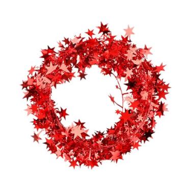 Imagem de Almencla Guirlanda de Natal artificial com de arame de ferro, presente de 25 pés, ornamento decorativo para pendurar na parede, guirlanda para quartos, Vermelho