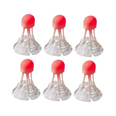 Imagem de oshhni 6x Petecas com luzes de badminton, bolas de badminton de LED de treinamento de alta velocidade estáveis para parques de ginásio, Vermelho