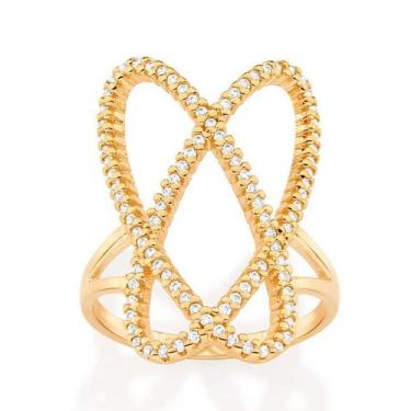 Imagem de Anel banhado ouro 3x 24k 18k e 22k feminino rommanel 2 partes ovais en