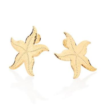 Imagem de Brincos banhado ouro 3x 24k 18k e 22k femininos grandes estrela romman