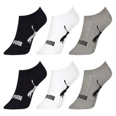 Imagem de Kit 6 Pares de Meias Puma Sapatilha Esportiva Feminino, Cinza, Preto, 
