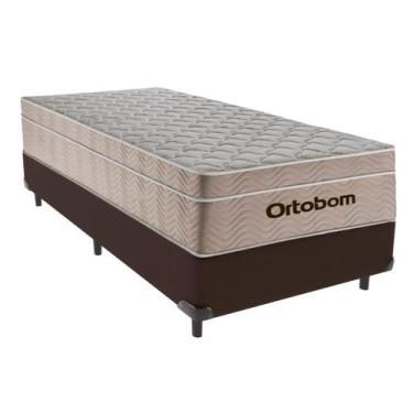 Imagem de Cama Box Solteiro Marrom e Colchão Airtech Springpocket Molas Ensacada