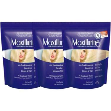 Imagem de Kit 3 Pó Descolorante Ametista Profissional Violeta 9 Tons Efeito Rápi