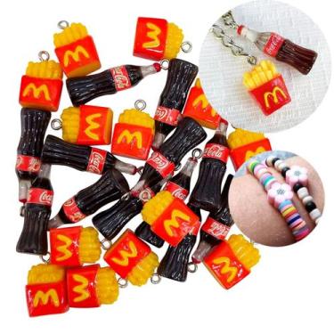 Imagem de 12 Pingentes de Batata Frita Refrigerante Para Pulseiras Colar Artesan